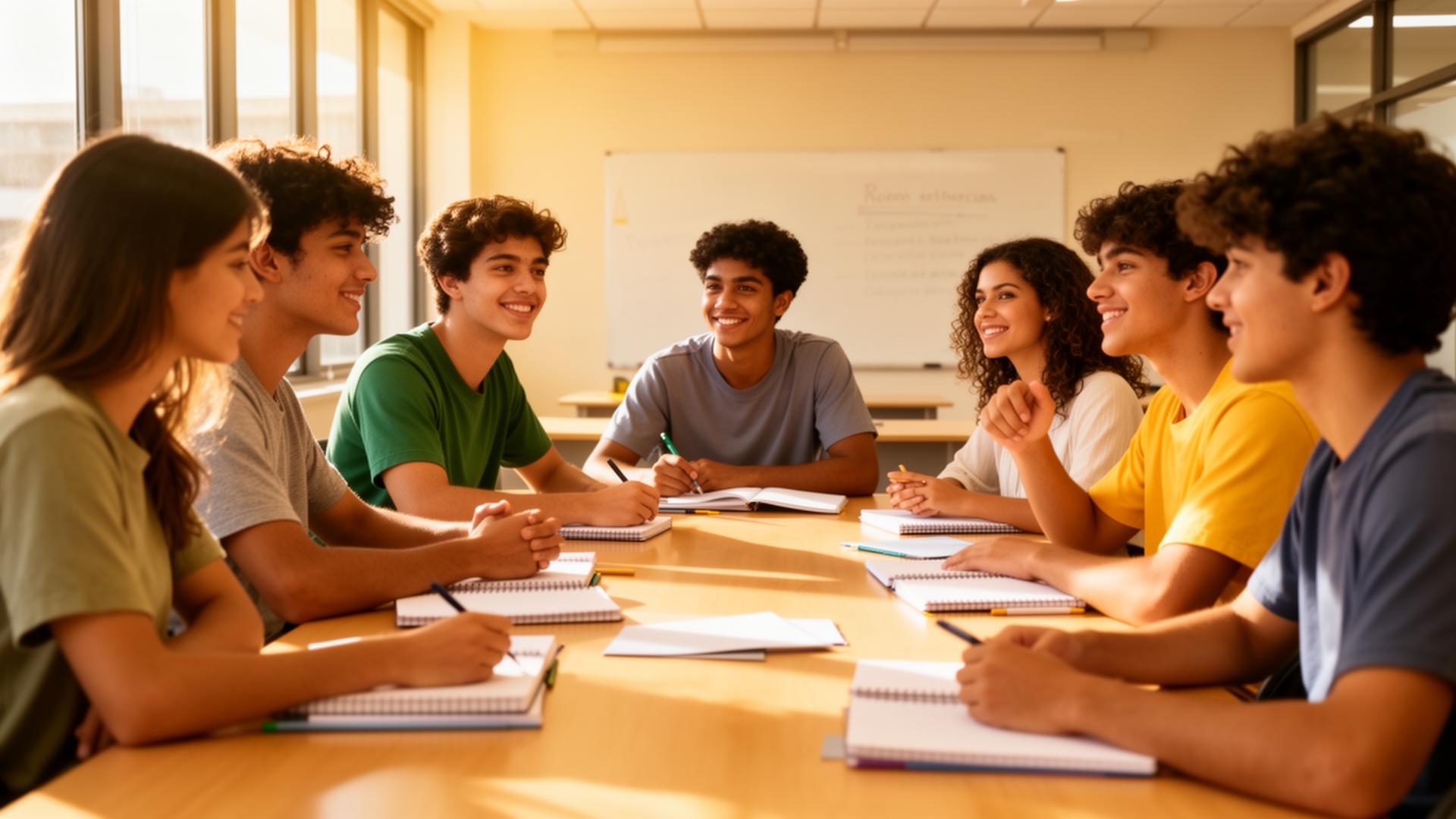 Jovens em sessão de mentoria